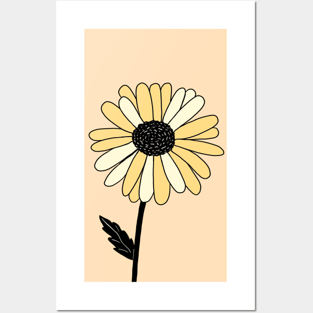 Yellow Daisy Flower Wall Art by bloomingviolets